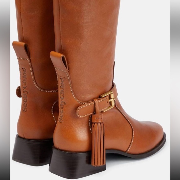 New See By Chloe x Anthropologie Lory Over-Knee Tassel Buckle Leather Equestrian - Picture 13 of 14